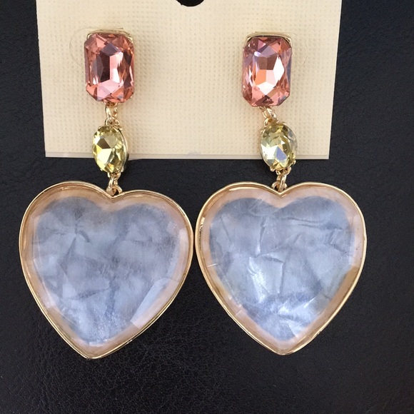 Badgley Mischka Jewelry - New Badgley Mischka Gorgeous Heart & Stones Earrin Badgley Mischka Jewelry - New Badgley Mischka Gorgeous Heart & Stones Earrin